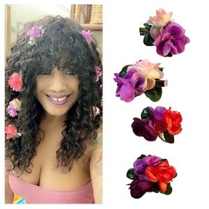 Handcrafted Boho Flower Clips Spring Flower Hair Clips Four piece Bundle